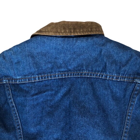 Vintage Wrangler Corduroy Collar Fur Lined Denim Jean Jacket Lined Size 42 Large - Picture 4 of 9